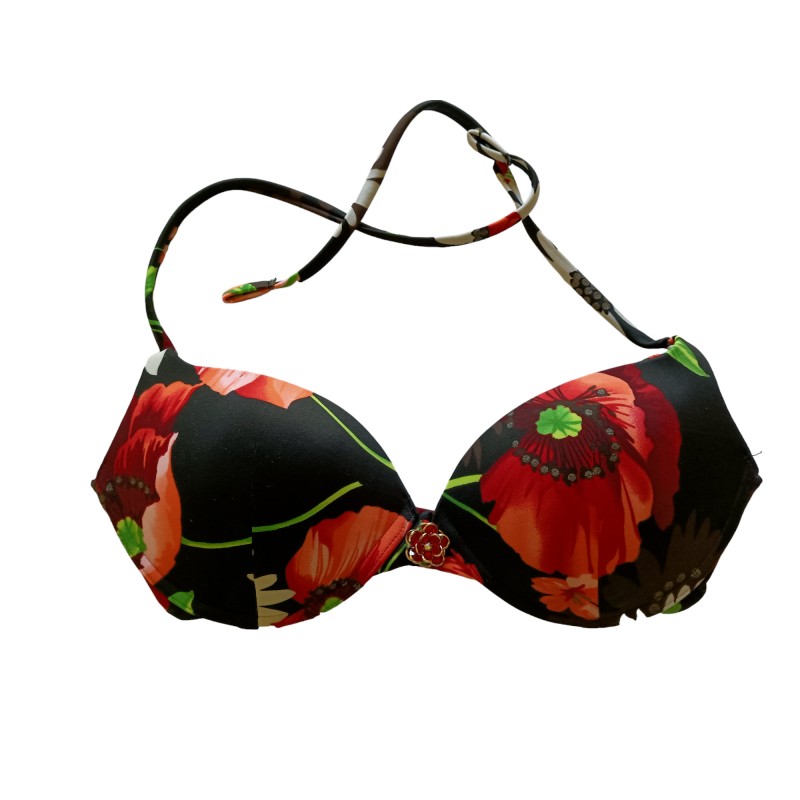 Costume reggiseno marca VACANZE ITALIANE taglia 48 nero/ rosso imbottito